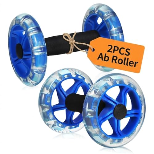 Kisangel 2pcs Ab Roller Wheel, Exercise Abdominal Roller Dumbbell Fitness Dual Wheel for Hand Weights Equipment