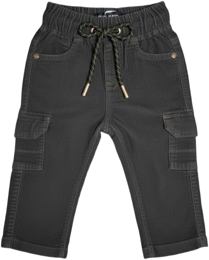 A.T.U.N. (ALL THINGS UBER NICE) Boys 100% Cotton Cargo Pants with Elastic Waist and Adjustable Drawstring | Multi Pocket Utility Style Comfortable Kids Bottom Wear