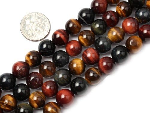 8mm Round Multi-Color Tiger Eye Beads Strand 15"