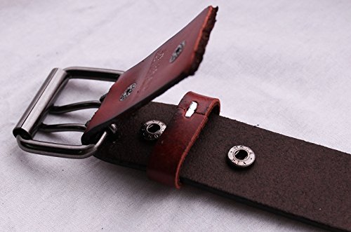 Eurosport Solid Rich Fashion Full Grain Leather Double Grommet Belt - GL083 - Brown Medium3