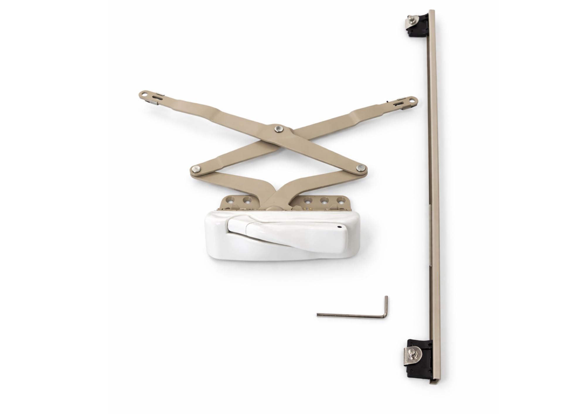 Photo 1 of Wide Awning Window Operator Replacement Kit with Track, Crank Handle & Cover, Off White, X-Style Scissor Arm Window Crank Opener, Metal Clip & Pivot Slide.Model:Elite-04A+04-3SS+FH-03A.Combo