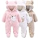Haokaini Combinaison de Neige Chaude en Coton Polaire à Capuche pour bébé Fille garçon (3-6 Mois, Rose 1)