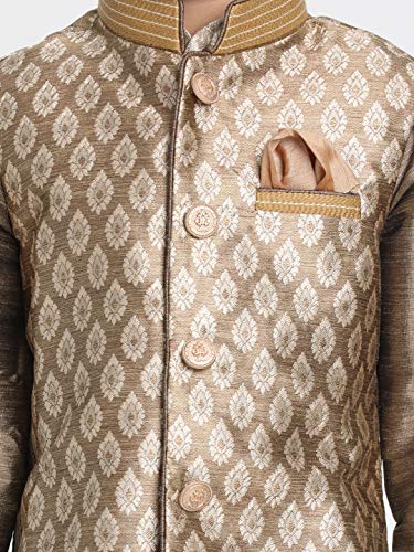 Image of VASTRAMAY Black Cotton Silk Blend Boys Nehru Modi Jacket