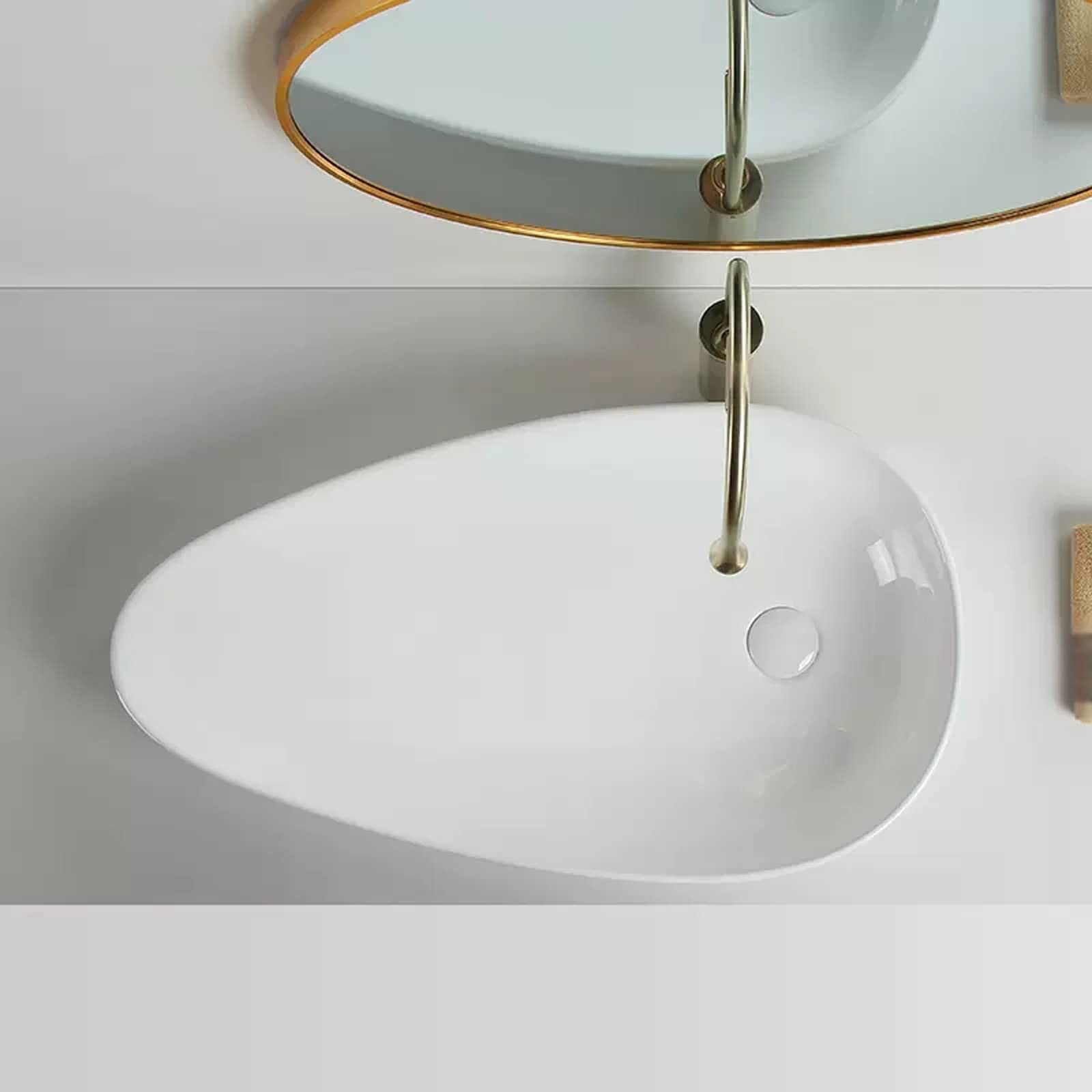 Umywalka łazienkowa Biała ceramiczna umywalka do łazienki, nowoczesne umywalki, porcelana nablatowa, nablatowa miska (duże)
