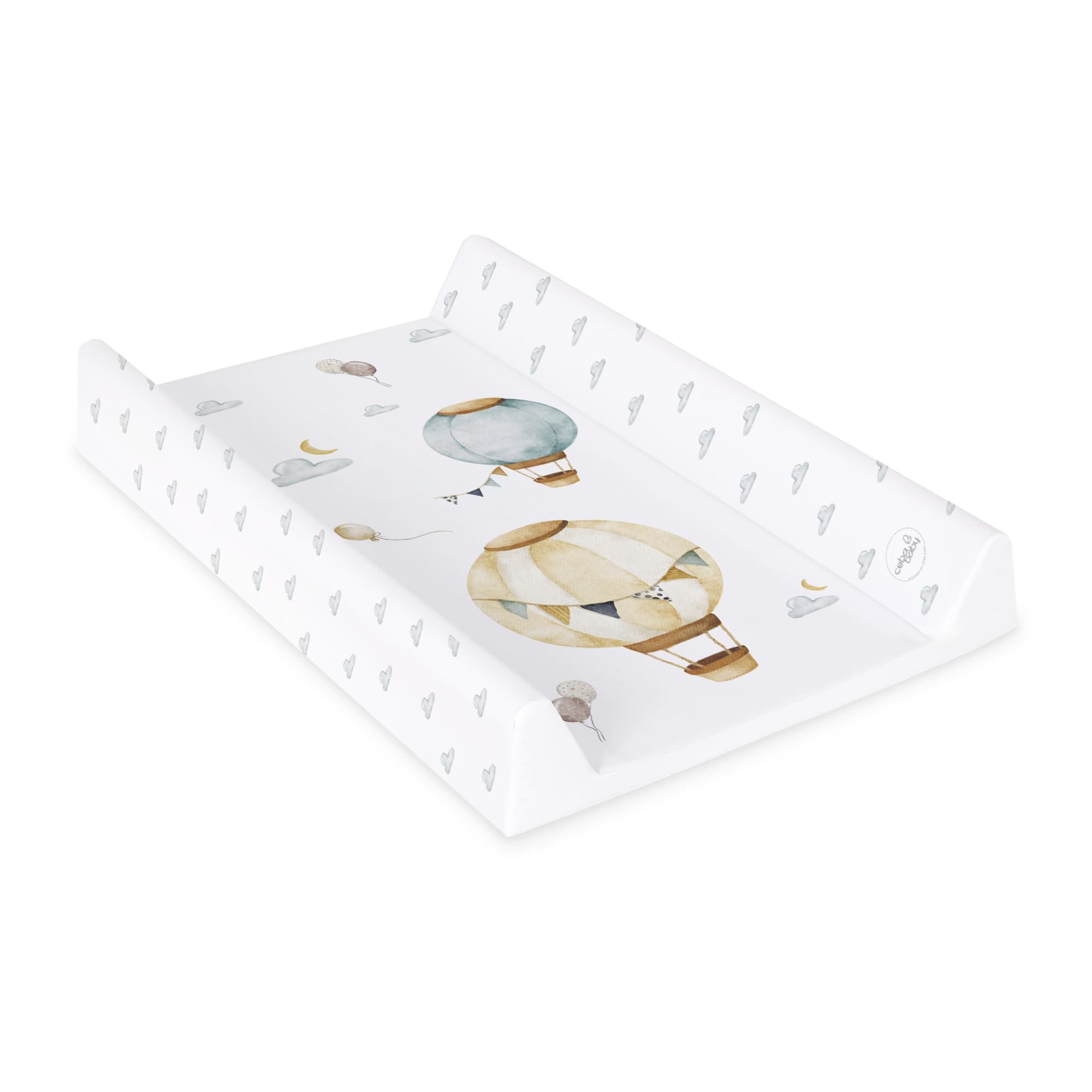 Ceba Baby® Cambiador Bebe para Cuna - Cambiador Rígido para Bebés - 70x50 cm - 2 Cuñas - Almohadilla Cambiadora Lavable para Niñas y Niños - Certificado Öko-Tex - palloncini - 70x50 cm - 3