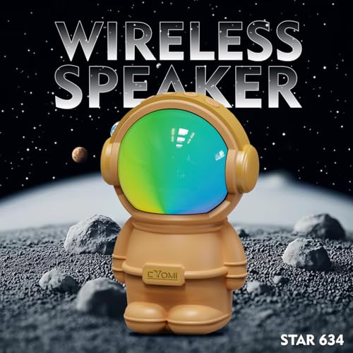 Image of CYOMI Astronaut Bluetooth Wireless Speaker with RGB Lights | 8W Stereo Output | Portable Space-Themed Design | Compatible with All Devices - Speaker Bluetooth Wireless for Home & Travel (Gold)