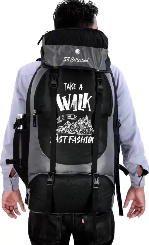 Image of SB Collection 60 L Hiking Rucksack, Water Repellent 600D Oxford Canvas, Unisex Trekking and Camping Travel Bag