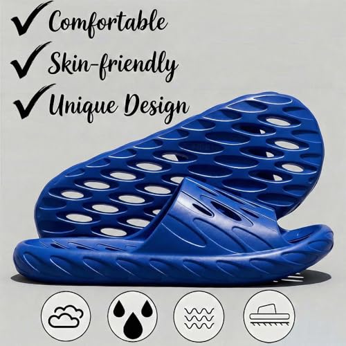 Image of Mens Shower Shoes | Bath Slippers with Holes | Quick Dry Non Slip Indoor Home Bedroom Pool Spa College Dorm Guest