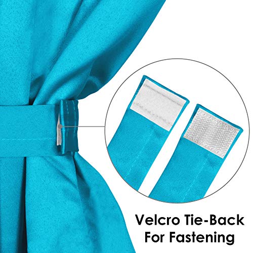 Image of Story@Home Room Darkening Faux Silk Noise Reducing Thermal Insulated Eyelet Ring Top Blackout Curtains Set of 2 Piece with Tie Backs - (5 Feet - Window) 46 Inch x 60 Inch, Ocean Blue