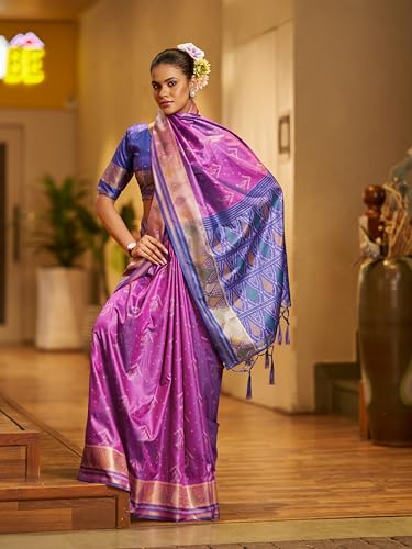 Image of MADHUHANSH Women's Cotton Linen Saree with Unstitched Blouse Piece and Solid Pattern | Mithila Painting Saree | Saree for Haldi Ceremony