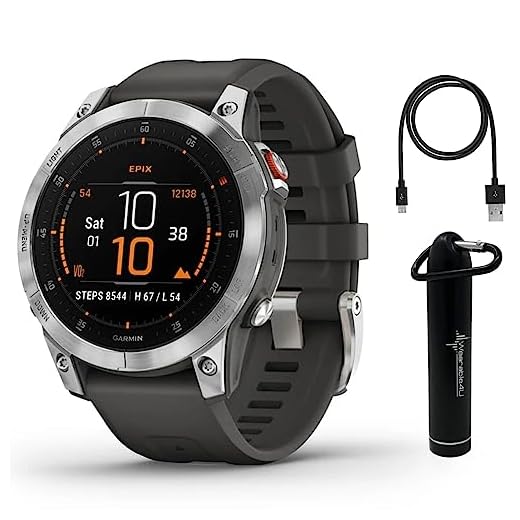 Garmin EPIX (Gen 2) Premium Active Smartwatch with 1.3 in. AMOLED Display, Slate Steel with Wearable4U Energy Bundle