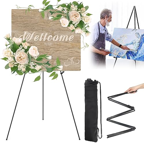 Staffelei Ständer für Hochzeitsschild Poster Leinwand Ständer Schwarz Staffelei Groß 169cm Verstellbares Stativ Leinwand Malerei Display Tragbare Teleskop Künstler Boden Staffeleien