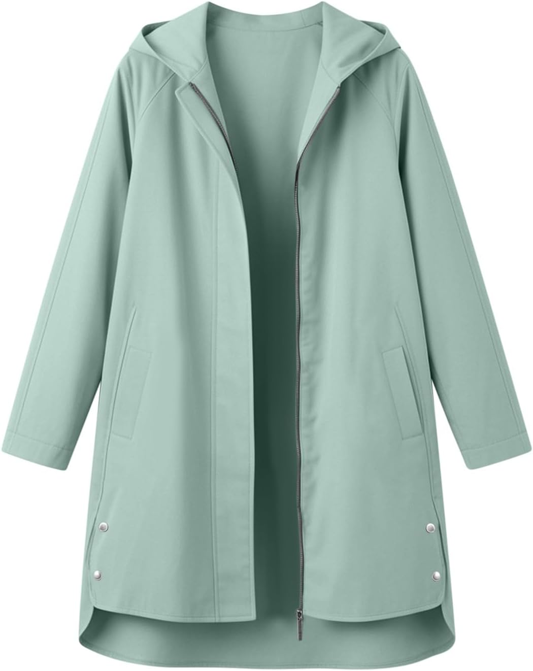 Women's Long Hooded Rain Jacket Waterproof Drawstring Pocket Trench Coat Fall Winter Outdoor Hiking Travel Tops