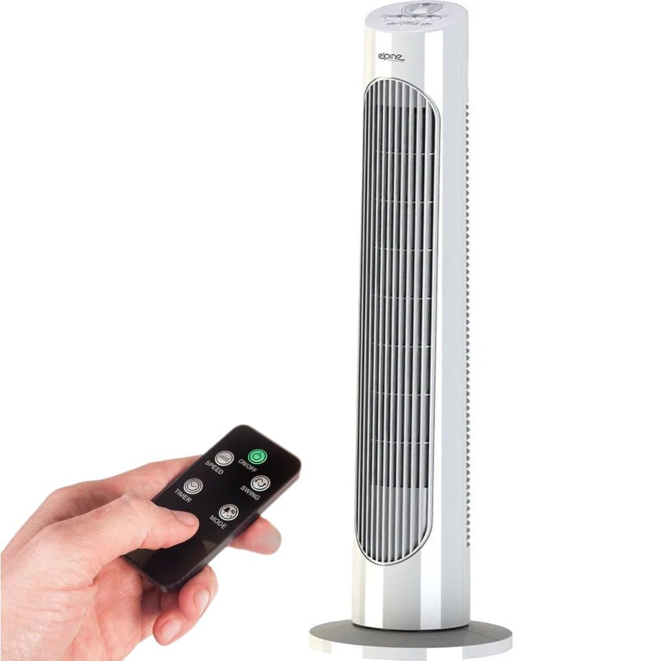 29-Inch Oscillating Tower Fan with Remote – Silent Cooling Fan with 3 Speed Settings, Powerful Airflow, Space-Saving Slim Design, Quiet Floor Fan for Home, Office, Bedroom – White
