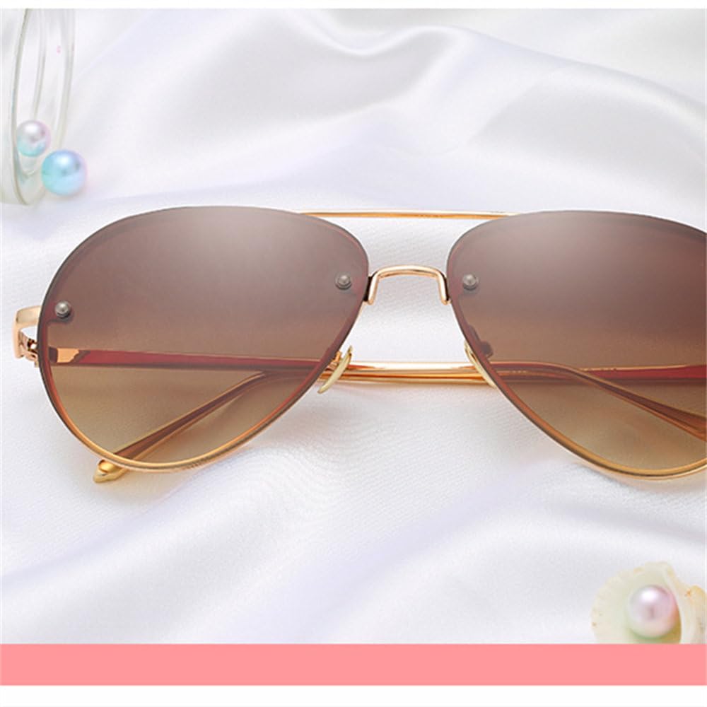 Gafas de sol sin montura para mujer Lentes con tinte amarillo Espejo Gafas rosas UV400