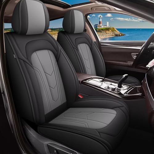 JIAMAOXIN Seat Covers Compatible with Honda Passport 2019-2025 2026 Full Set Seat Cover for Car, Premium Luxury Faux Leather Seat Protector Seat Cushion (Black&Grey)