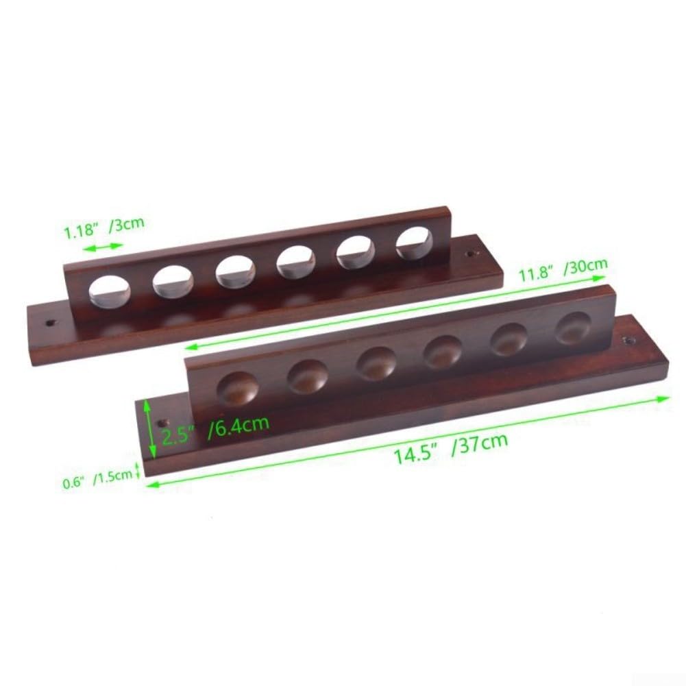 QOXEZY Soporte de madera para tacos de billar de billar montado en la pared con diseño compacto, perfecto para salas de juegos en casa, bares (rojo vino)