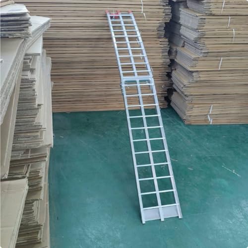 Rampa plegable de aluminio para carga, escalera ligera portátil para acceso vehicular, diseño plegable con tracción antideslizante, apta para motocicletas y camionetas, uso exterior miniatura 2