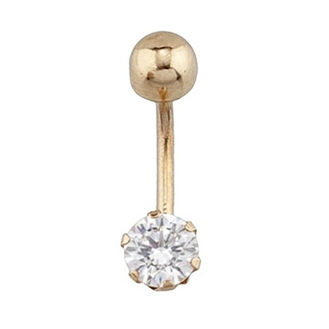 Inmaculada Romero IRPiercing oro 18k ombligo piedra circonita blanca 5.5mm. bola lisa cierre rosca
