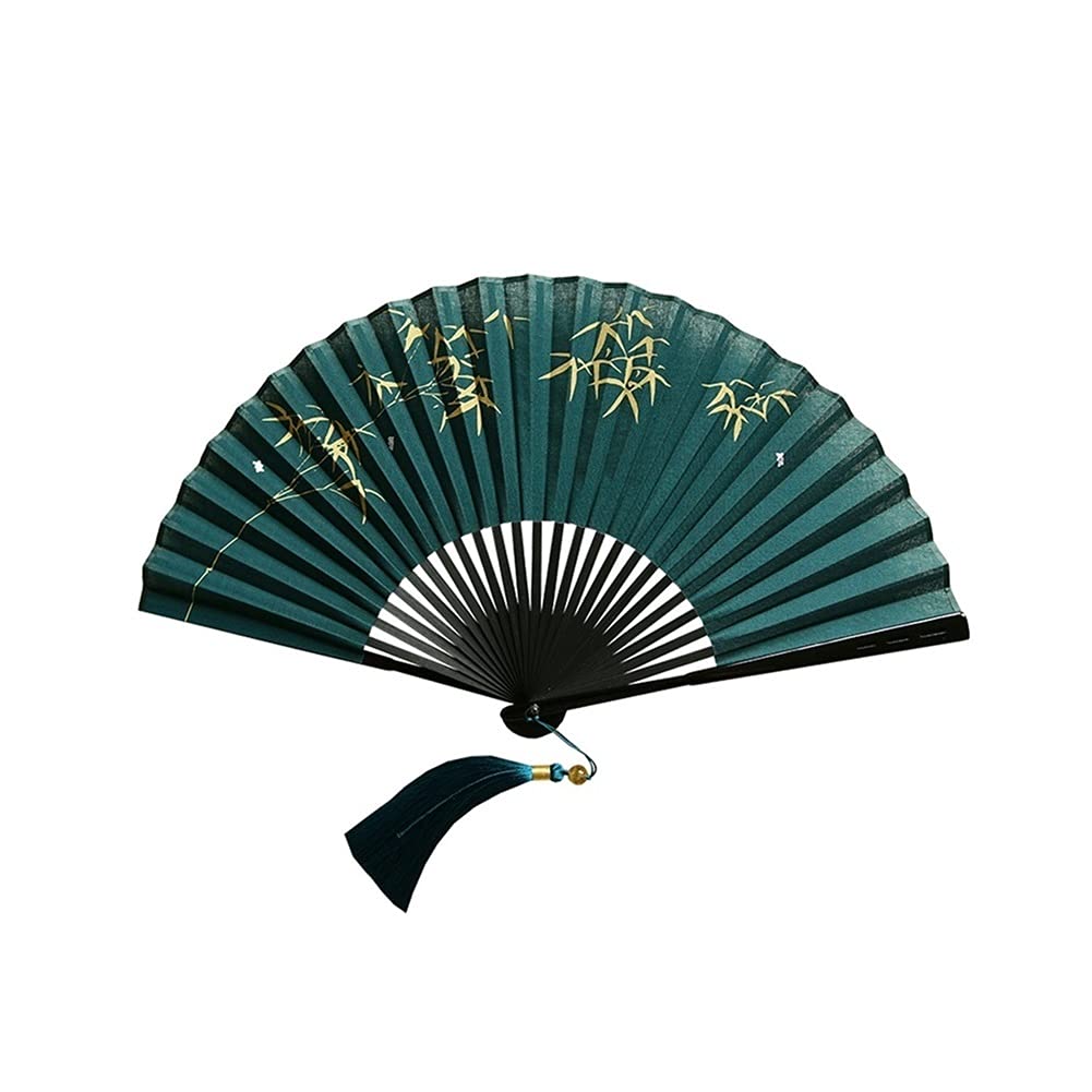 Abanico Ventilador Plegable patrón de bambú Plegable Ventilador de Mano portátil Estilo Retro Plegable fanático de la Danza del hogar Mural decoración Regalos de artesanía