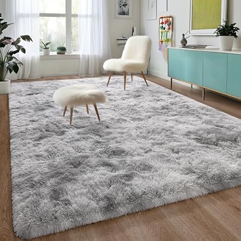 DweIke Extra Large Fluffy Area Rug, Light Grey Cover