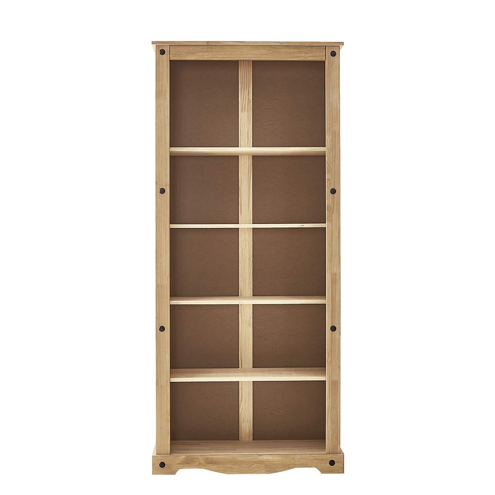 Buy Panana Corona 5 Tier Bookcase Unit Solid Pine Wood Bookshelf