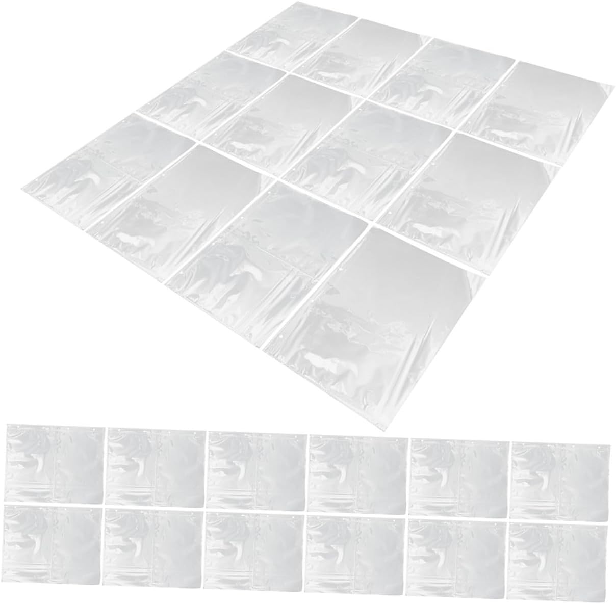 SEWACC 50pcs A4 Looseleaf Photo Album Pages with Four Holes, Pp Collection Postcard Pockets for Storage and Organization, Refill Inserted Sleeves Suitable for Family Photos and Document