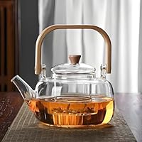 DxxD Teekanne Glas mit Herausnehmbarem Teesieb, 1L Teekanne aus Glas klar, hitzebeständig, Geeignet zum Aufbrühen von Losen Tees, Blumentee, Kräutertee und Teebeuteln, Borosilikatglas Glaskanne