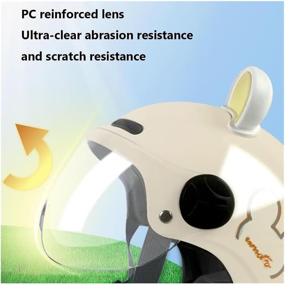 Kids Cute Cat Ears 3/4 Motorcycle Half Helmets with Visor, Cool Toddler Scooter Motorbike Helmet,Youth Street Dirt-Bike Go-Kart ATV Motocross Helmet for Boys Girls, DOT Approved(Pink)