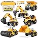 Vanplay Smontare Camion Giocattoli 6-in-1 Montare Escavatore con Attrezzo DIY Modello Gioco di Auto per Bambini Ragazzo Ragazza 3 Anni