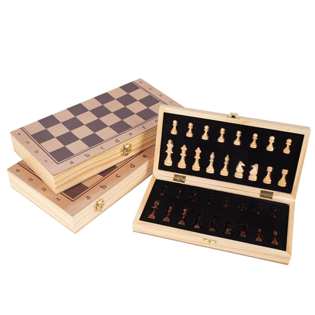 ZAW Schach Magnetischer Schach-Set, faltendes massives Holzschachbrett, -2 Queens Schachfiguren Familienklassiker Schachkasten hochwertiges Geschenk Chess (Größe : 39CM)