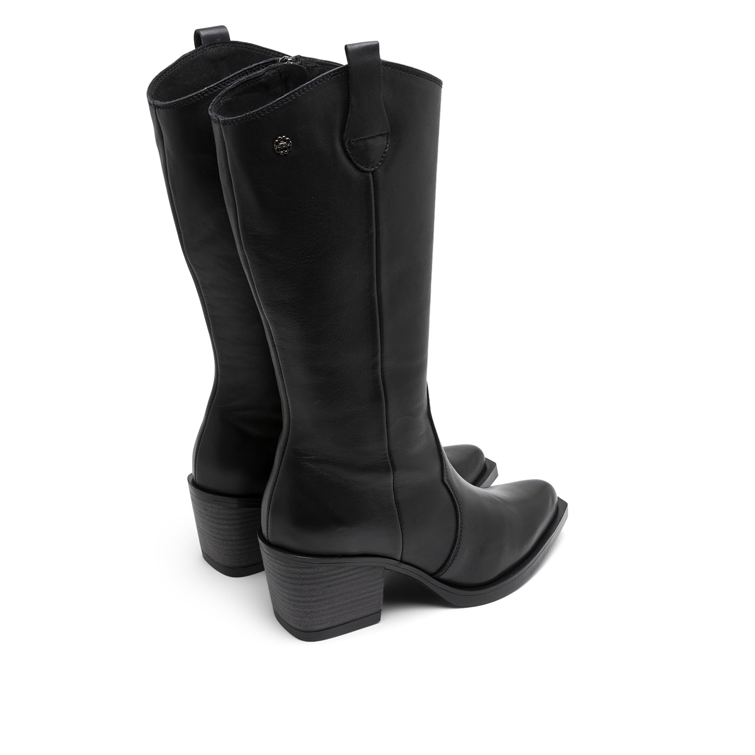 Porronet Botas cowboy de piel con cremallera flora Mujer