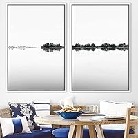 2 Piece Framed Canvas Wall Art Black and White Scenery Canvas Prints Home Artwork Decoration for Living Room,Bedroom - 16