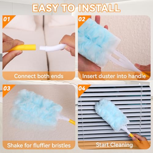 Image of Duster Refills, Multisurface 360 for Cleaning Dusting, Unscented Disposable Feather Dusters with 1 Handle（30PCS）