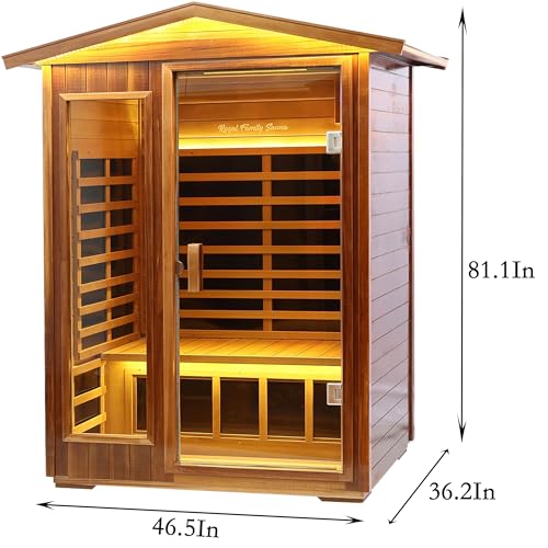 Image of LTCCDSS Outdoor Red Cedar Sauna 2 Person Far Infrared Sauna, Withstand Outdoor Temp -10℉-149℉| Low EMF Sauna Room for Home-9 Low EMF Heaters-Chromotherapys-Bluetooth Speaker
