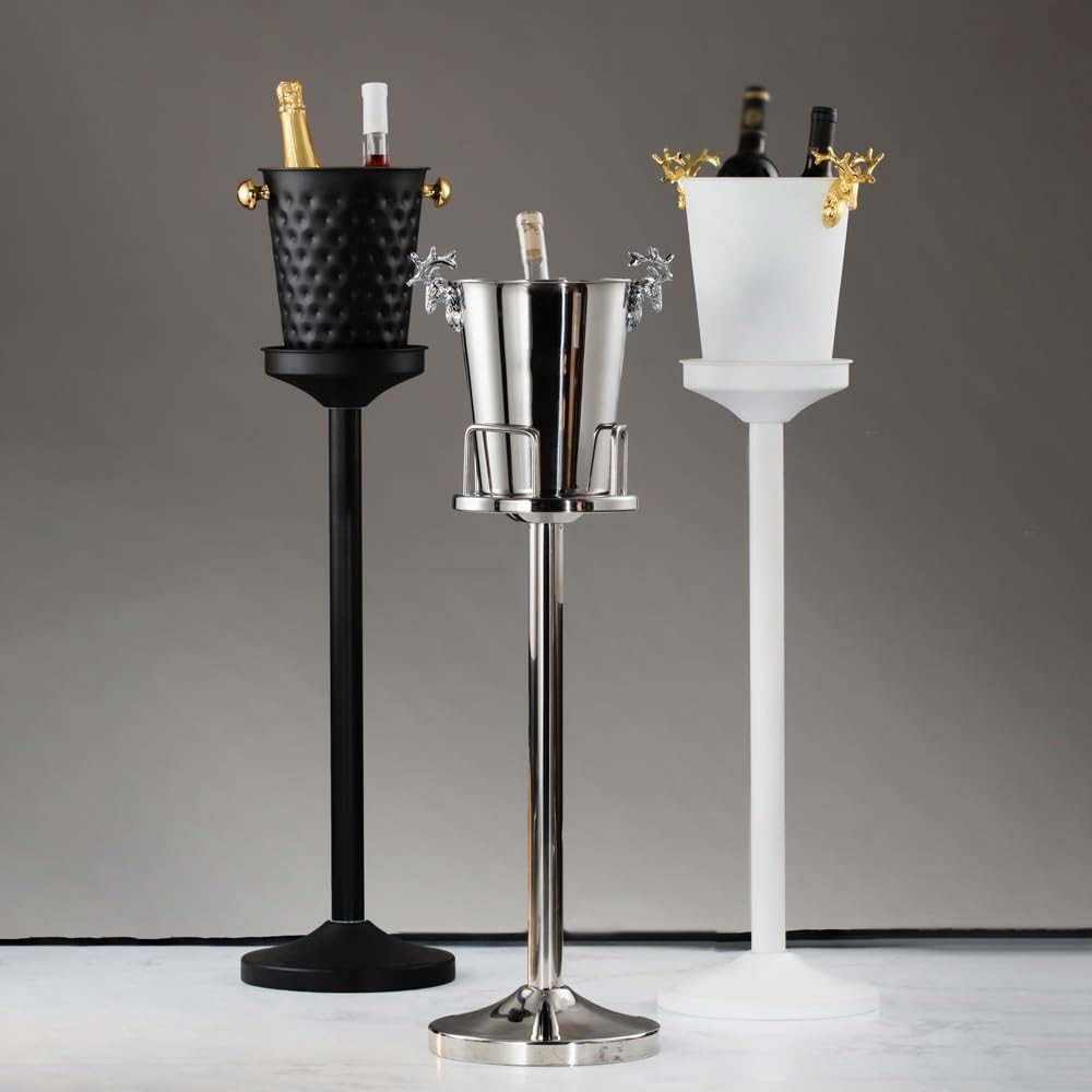 Cubitera for champán con soporte, cubeta for hielo grande for champán, cubeta for hielo con asas, cubeta for hielo de acero inoxidable, perfecta for botellas de vino, champán o cerveza ( Grey : Silver