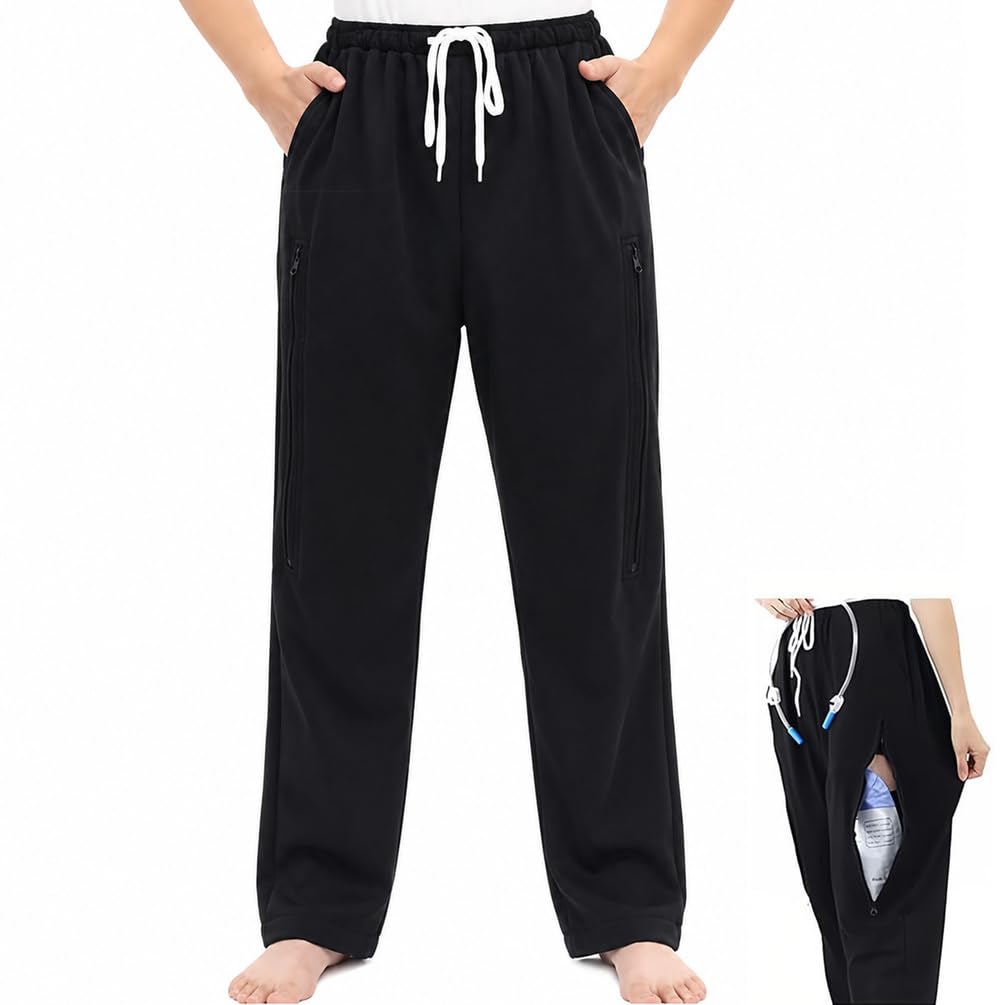 Pantaloni Porta-Sacca per Urina con 2 Tasche con Cerniera, Pantaloni Porta-Catetere per Incontinenza, Pantaloni Porta-Sacca per Urina, per Nefropatia, Nefrostomia