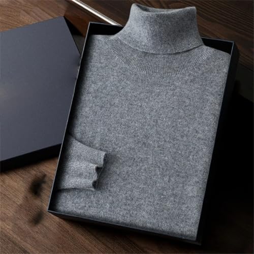 Men's 100 Percent Cashmere Sweater Turtleneck Knit Pullover Loose Warm Business Casual Solid Top2