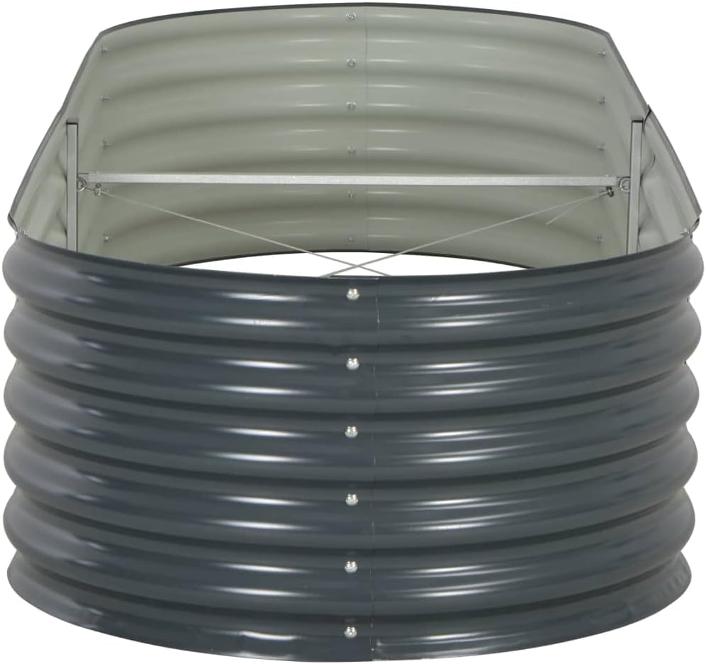 vidaXL Garden Raised Bed Outdoor Backyard Herb Flower Box Planter DIY Vegetable Pot Growing Container 94.5"x31.5"x17.3" Galvanized Steel Gray