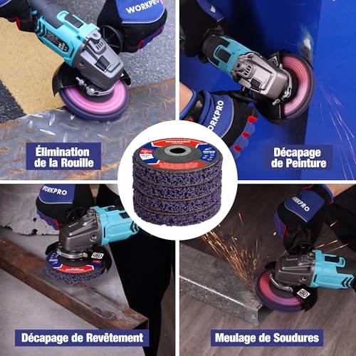 Disques de décapage 125mm WORKPRO lot de 6 pour meuleuse - 6