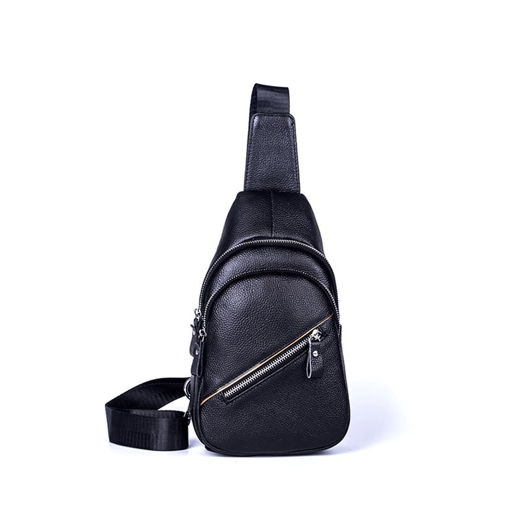 Petit sac à dos de poitrine compact en cuir de vache pour motards et cyclistes