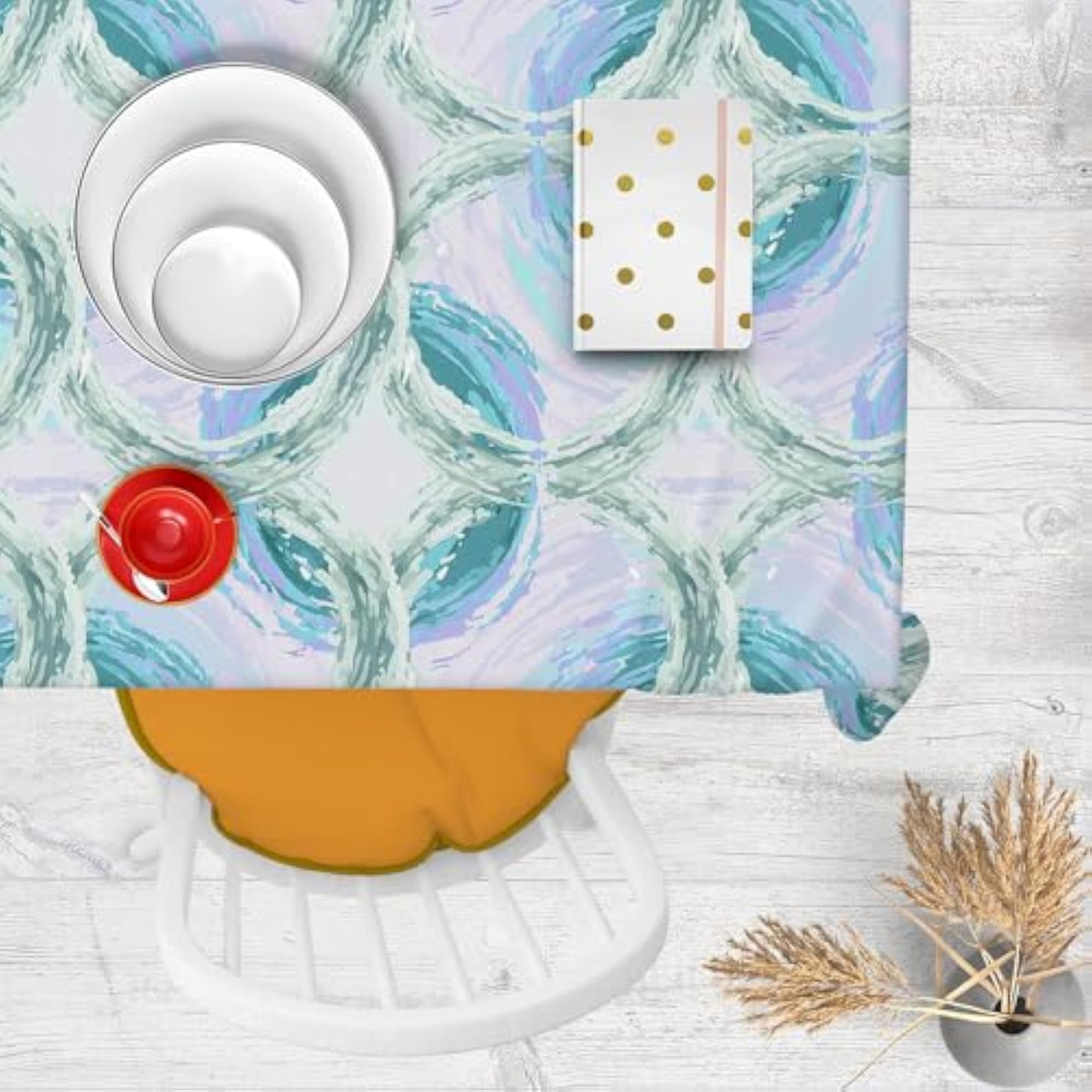 Fluffy Circles D4 Table Cloth Cover for Dining & Center Table