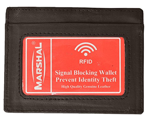 Marshal Leather RFID FRONT POCKET WALLET MINIMALIST Blocking Wallet For Men & Women | Genuine Leather slim Holder, 1 Bill Compartments & ID Window | Driver’s License, Travel & More