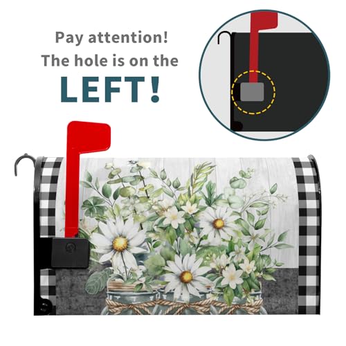 Image of Spring Mailbox Covers Magnetic Standard Size 25x21 Inch Floral Buffalo Plaid Mailbox Decorations Wrap Holiday Outdoor Decor Post Letter Box Cover for Home Garden Yard