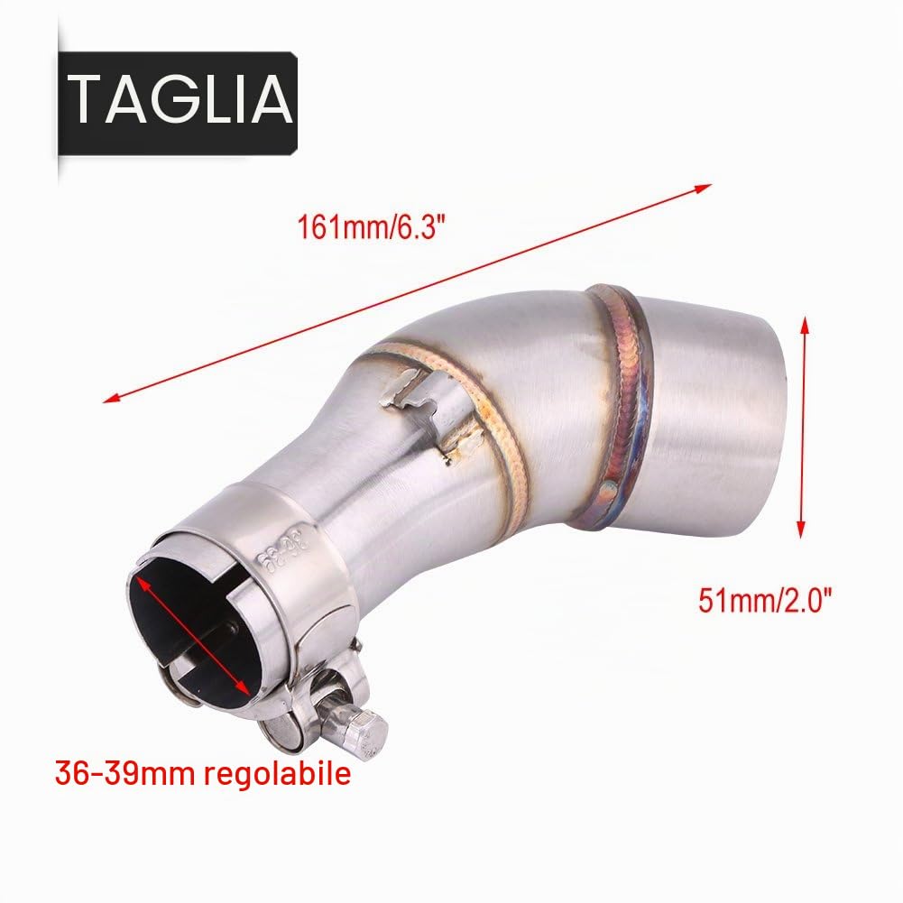 Qiilu Tubo di scarico intermedio del motociclo Slittamento Su Scarico Medio Collegamento Tubo Adattatore per R25 R3 2013-2016