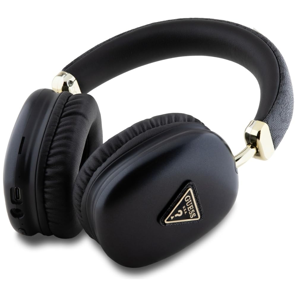 CG MOBILE Guess - Cuffie Bluetooth con logo triangolo dorato, suono chiaro, bassi profondi potenti, design ergonomico, durata della batteria durevole, facili da abbinare, versione BT 5.3, tempo di