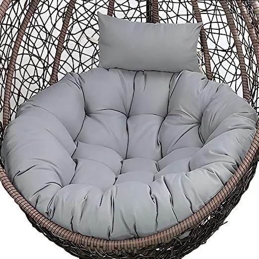 Image of KYNE Microfibre Round Cushion for Hanging Basket Round Shape Swing Chair Cushions for Outdoor Egg Swing Chair Garden Swing, Seat Padded Pillow Cushion (Grey)