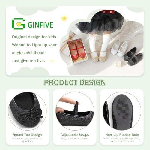 Image of GINFIVE Toddler Girls Dress Shoes Little Girls Mary Janes Ballerina Flats Shoes Toddler