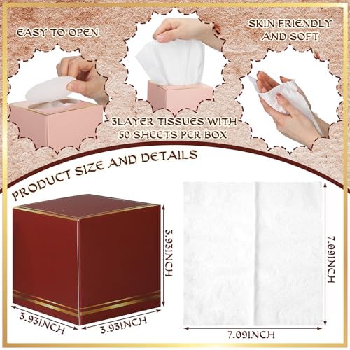 Image of Fourluoo 12 Pack Facial Tissues Cube Boxes Face Box 600 Sheets 3 Ply Soft Paper Square Tissues Bulk for Car Pocket Toilet Household Bedroom Family (Maillard Color)