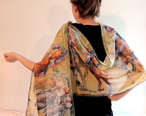 Horse Racing Scarf for Women's Kentucky Derby Apparel - 16" x 72" Poly Chiffon Wrap by Cheryl Chalmers2